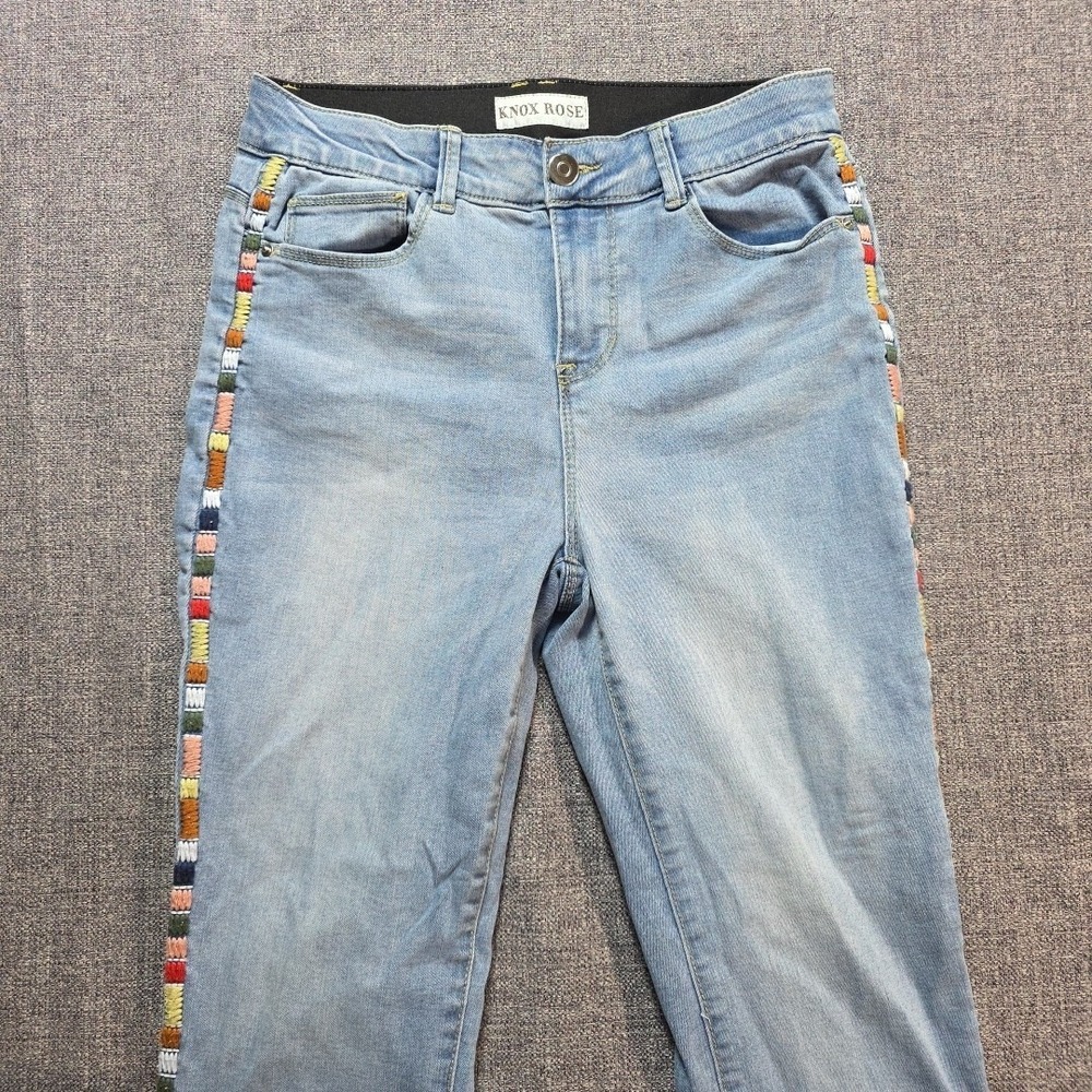 Knox Rose Jeggings Women's Size 4 Light Blue Rainbow Racing Stripe